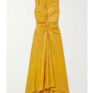 💛 Altuzarra Kaya Ruched Cut Out Crepe Midi Dress Golden Yellow